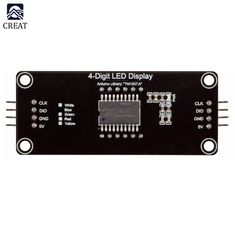 0.56" 4 Bit Digital LED Tube Display Module TM1637 Decimal 7 Segments Tube Display Module Yellow/White/Red/Green/Blue
