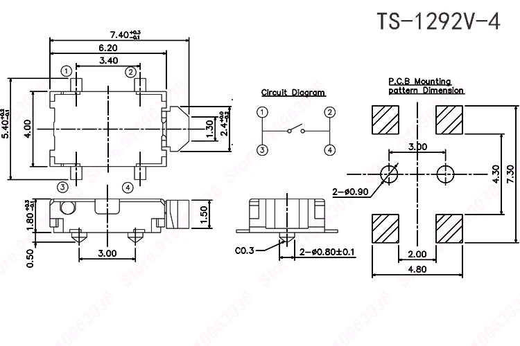20Pieces 12V Side Push Button Tact SW Momentary Tact Switch 4Pin SMD 3X4mm/3.5x4.7mm/4x6mm for Phone/MP4/Keys