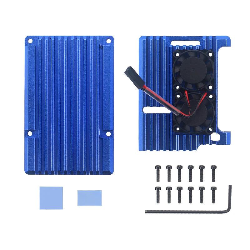 Raspberry Pi 4 Aluminium Alloy Metal Case Cooling Fan Enclosure Raspberry Pi 3 Dual Fan Case Optional for RPi 4B 3B Plus 3B