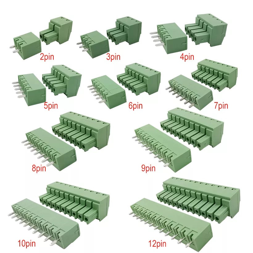 20pcs/20pairs 15EDG 2EDGK-3.81mm Female Straight  RA Male Wafer 300V8A 2P-24P PCB Phoenix Plug-in Wire Terminal Block Connector