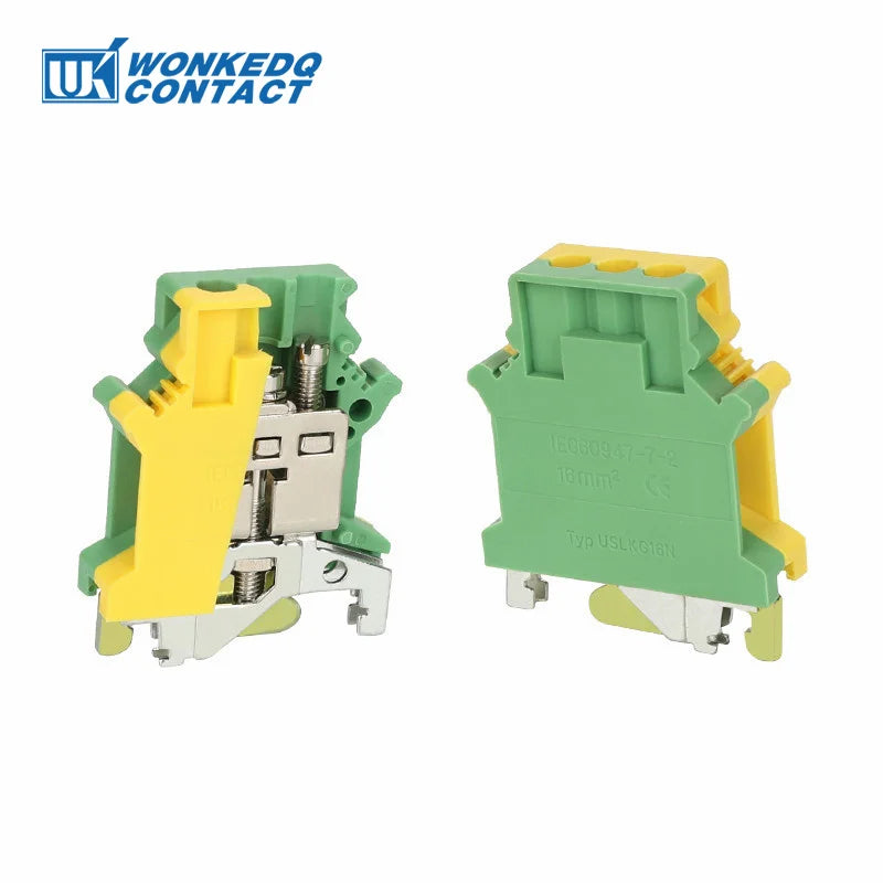 USLKG16N Ground Modular Din Rail Terminal Block, 16 mm² Universal Screw Earth Plug Wire Electrical Connector USLKG-16N