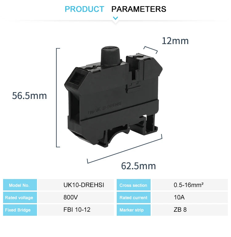 5Pcs UK10-DREHSI Electrical Connector 24V/220V LED 1A/2A/4A/6A/10A Fuse UK10 Screw Cap Din Rail Terminal Block UK 10-DREHSILED