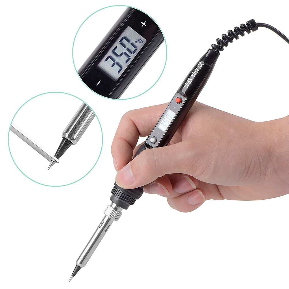 JCD Soldering Iron Kit With Multimeter Adjustable Temperature 220V 80W Welding Solder Rework Station Heat Pencil Repair Tools