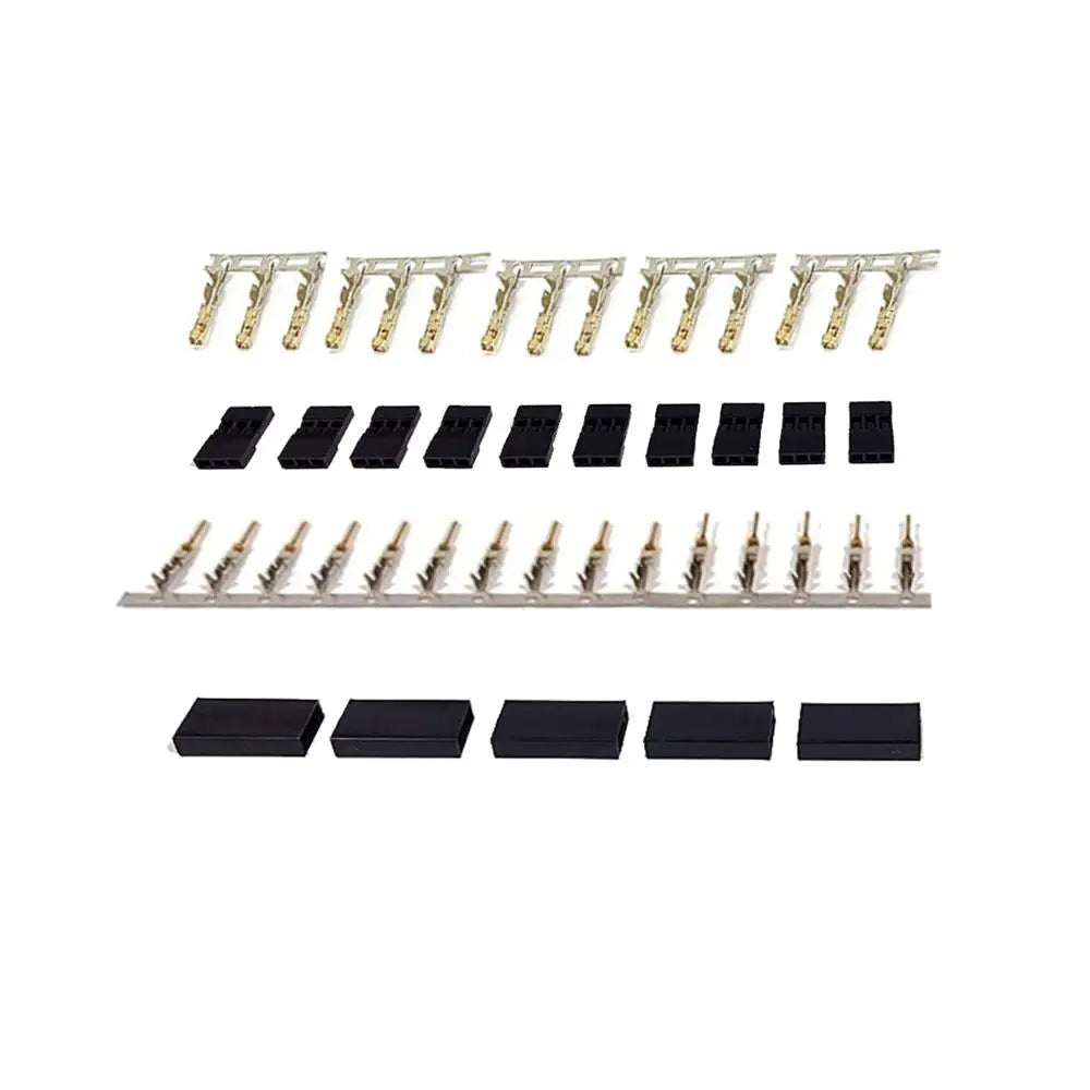 5/10 Pairs Jr Futaba Servo Receiver Connector Plug with Lock and Male Female Gold Plated Terminals Crimp Pin Kit for RC Battery