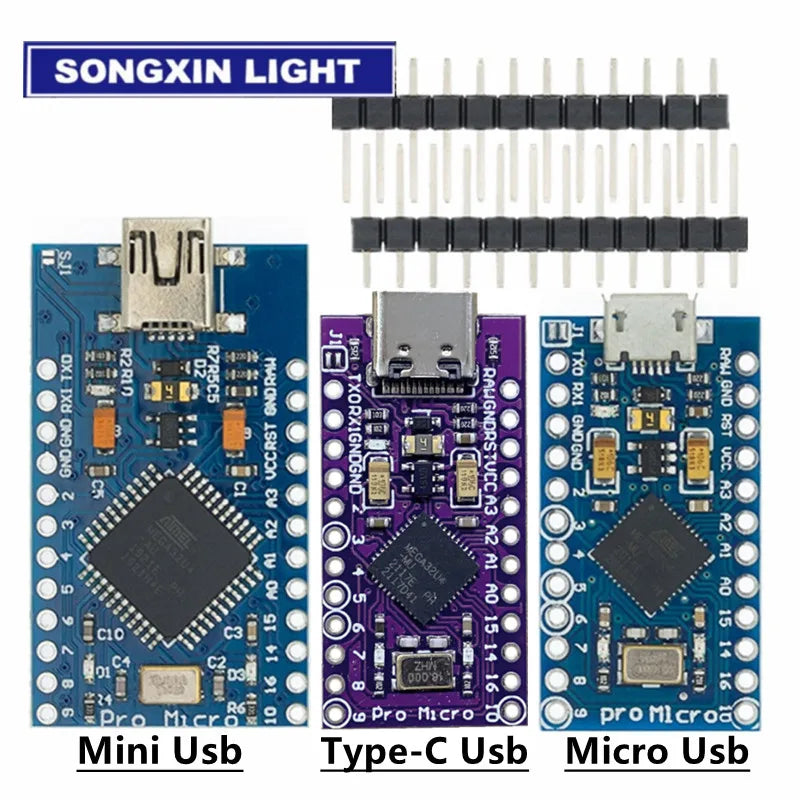 SAMIROB Pro Micro ATmega32U4 5V 16MHz Original Chip Replace ATmega328 For Arduino Pro Mini With 2 Row Pin Header