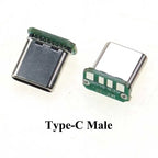 Cltgxdd 1pcs Data Charging Cable Jack Test Board with Pin Header 90/180 Degree USB 3.1 Type-C Female Male Connector