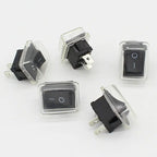 5Pcs/Lot Black Push Button Mini Switch 6A-10A 110V 250V 2Pin Snap-in On/Off Rocker Switch 21MM*15MM with Waterproof Cover Black