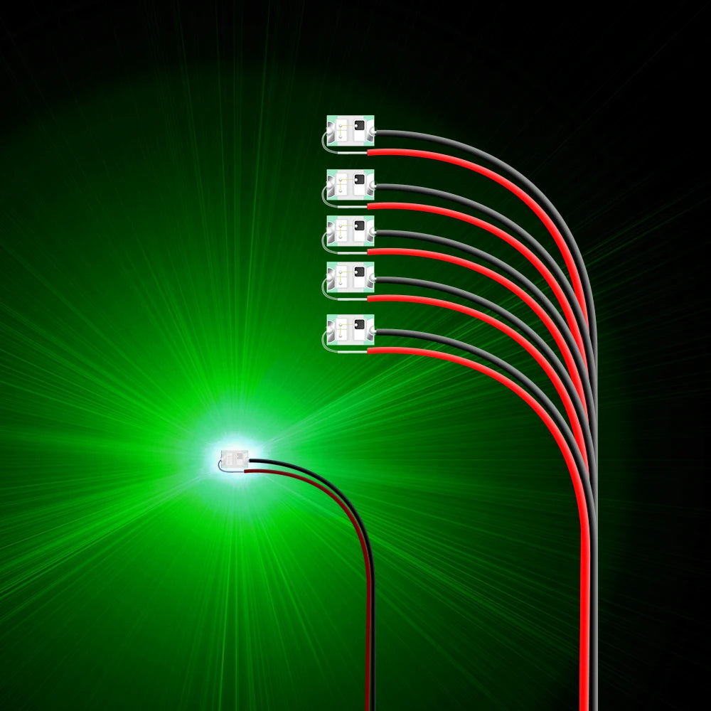 5PCS 0805 Wired Led Smd 12V Led Lamp Flashing Models Train Pre-Soldered Micro Litz with Resistance for Train Railway Landscape
