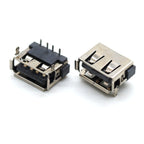 10pcs USB Female Connector AF10 Straight Pin Front 2 Pin A Type USB 90° Horizontal 4P Plug-in 6.3h Socket