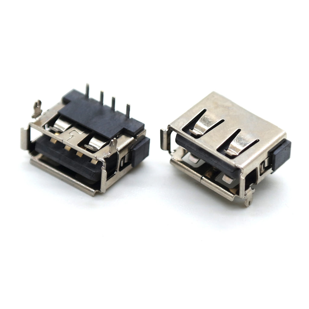 10pcs USB Female Connector AF10 Straight Pin Front 2 Pin A Type USB 90° Horizontal 4P Plug-in 6.3h Socket