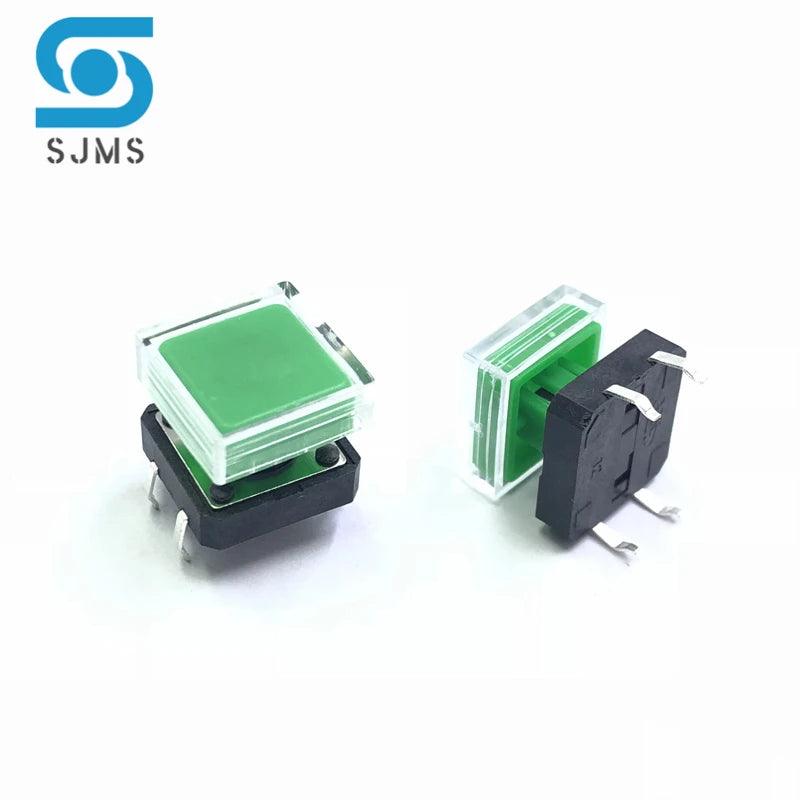 10pcs B3F Tactile Push Button Switch +A14 Color Hat 10pcs + Transparent Cap 10pcs Momentary Tact Touch Micro Switch 12*12*7.3mm