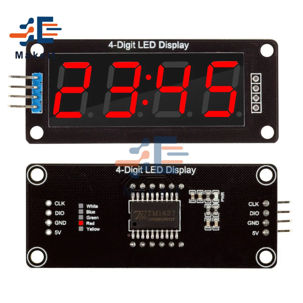 0.56 inch 0.56" TM1637 4-Digit 7 Segments Digital Tube Clock Module 4 Bits Double Dots LED Display Screen Board for Arduino