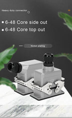 HDC HE Heavy Duty Connector 6/10/16/24/32/48 Core Pin Top/Side Outlet Aviation Plug Rectangular Waterproof Electrical Wiring