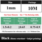 10 METER/LOT BLACK 1/2/3/4/5/6/8/10/10/12/14/16/18/20mm Heat Shrink Tubing Flame Retardant Tube Kit Insulation Tubing Wire Cable