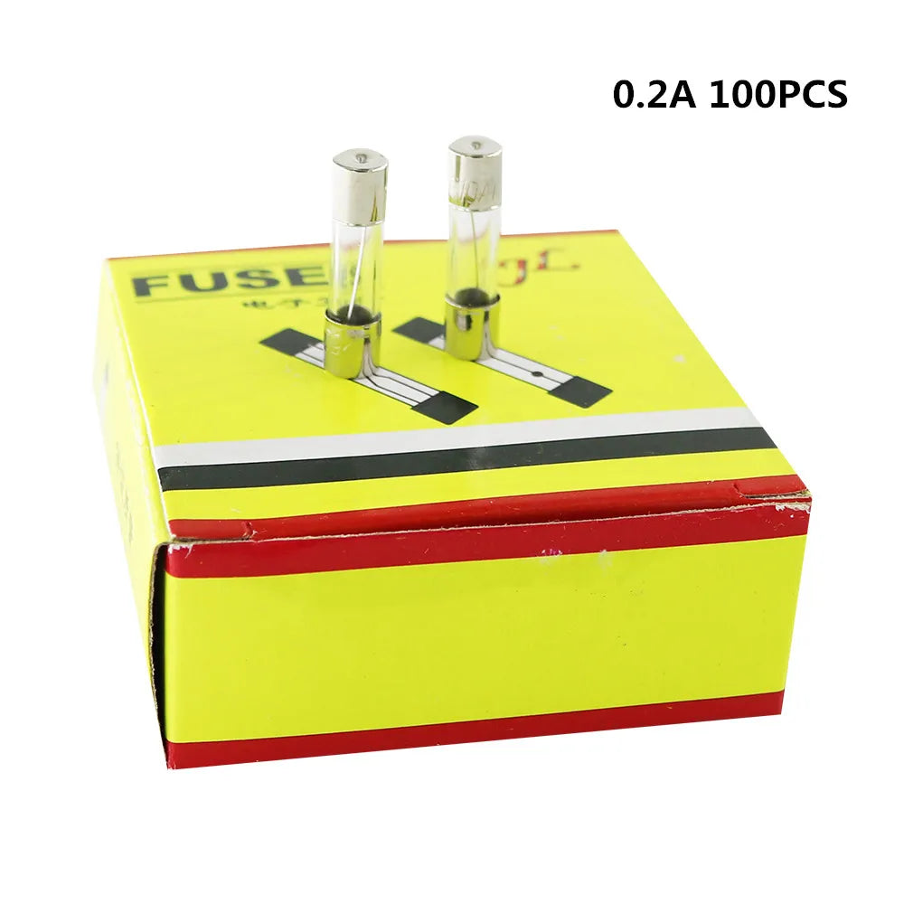 100Pcs/Set 5x20mm Quick Blow Glass Tube Fuse Assorted Kits,Fast-blow Glass Fuses 0.2A 0.5A 1A 2A 3A 5A 8A 10A 15A 20A