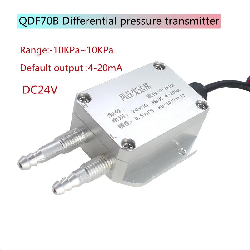 QDF70B -10kPa-10kPa 4-20mA 0-10V Wind Differential Pressure Transmitter Air Pressure Sensor