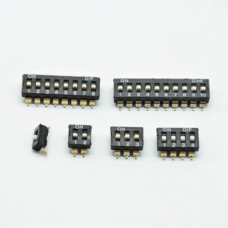 5pcs  KM-2P/3P/4P 5P 6P/8P 2.54mm chip DIP switch  gold-plated feet black SMD chip