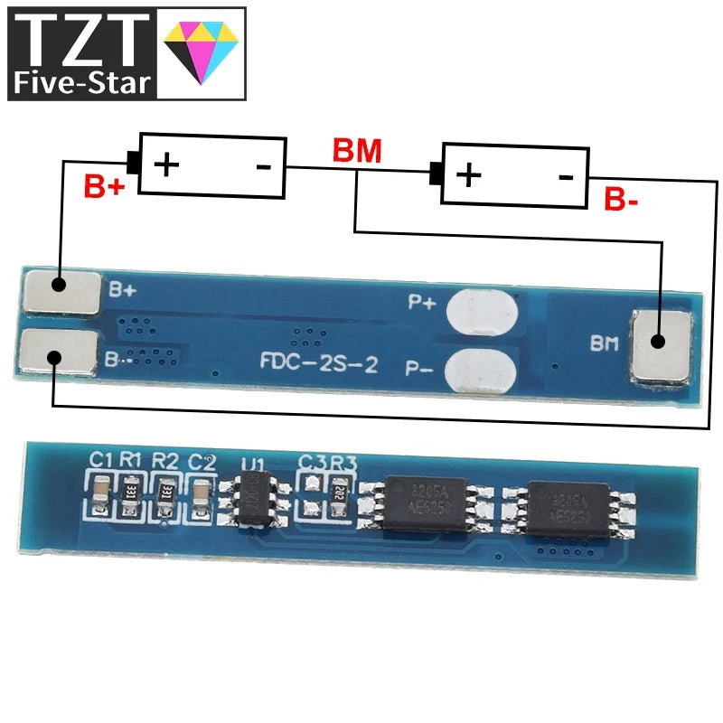 TZT 1/3/5/10PCS  2S 3A Li-ion Lithium Battery 7.4v 8.4V 18650 Charger Protection Board bms pcm for li-ion lipo battery cell pack