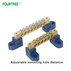 1Pcs Brass Wiring Terminal Row Zero Strip Flame Retardant Distribution Box Connection Terminal Adjustable Mounting Holes 4-16Pin