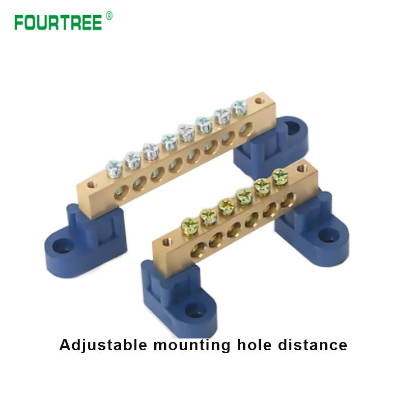 1Pcs Brass Wiring Terminal Row Zero Strip Flame Retardant Distribution Box Connection Terminal Adjustable Mounting Holes 4-16Pin
