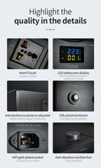 TODN Audio Noise AC Power Filter Power Conditioner Power Purifier Surge Protection with EU Outlets Power Strip