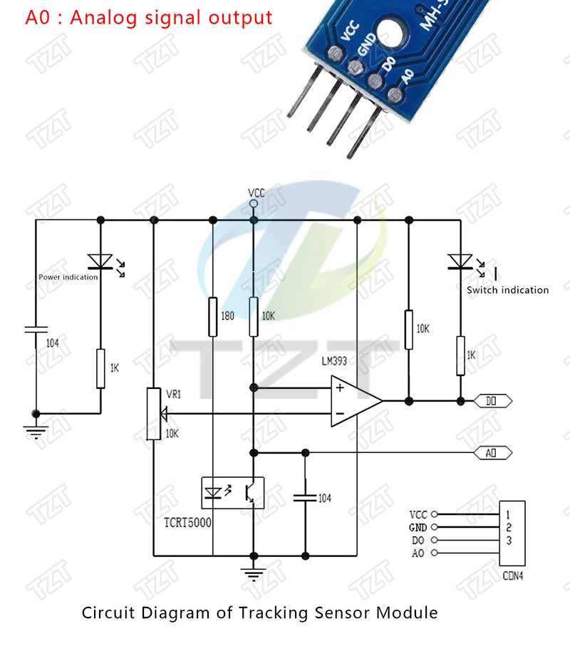TZT 1/3PCS TCRT5000 Infrared Reflective Sensors IR Photoelectric Switch Barrier Line Track Module For Arduino