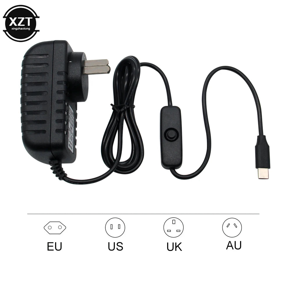 Raspberry Pi 4 Type-C Power Supply 5V 3A Power Adapter With ON/OFF Switch EU US AU UK Plug Charger for Raspberry Pi 4 Model B