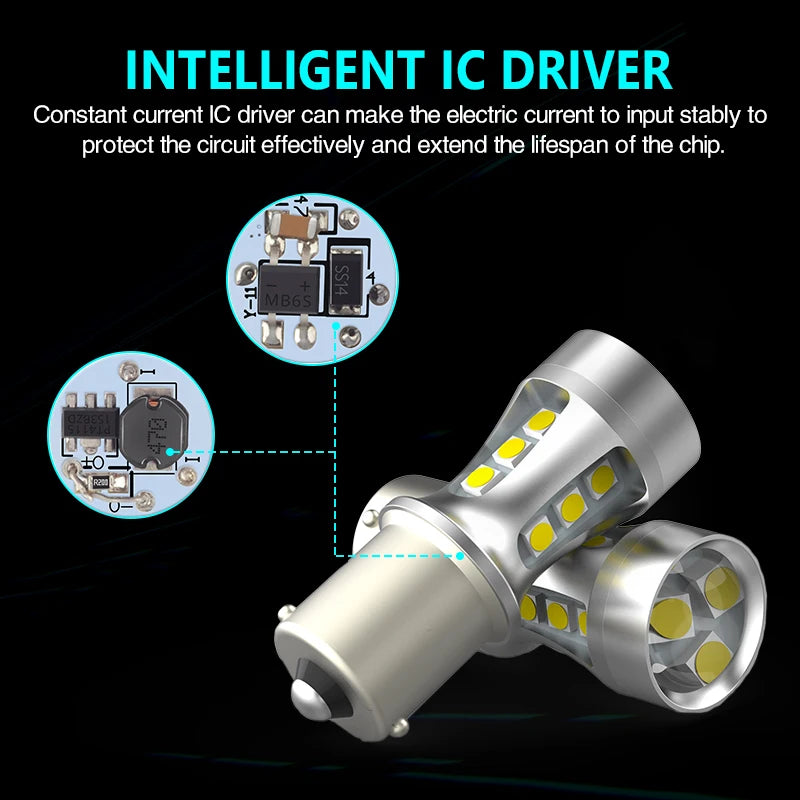 NAOEVO P21W LED Car W16W PY21W T20 BA15S T15 W21/5W 1300Lm BAY15D 1157 W21W BAU15S 7443 For lada DRL Blub P21/5W 1156 3030 7440