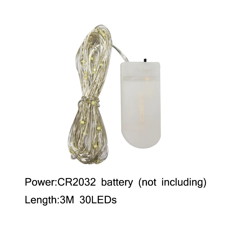 1M 2M 3M 5M Copper Wire LED String Lights Battery Operated Holiday Lighting Fairy Garland For Christmas Tree Wedding Party Decor