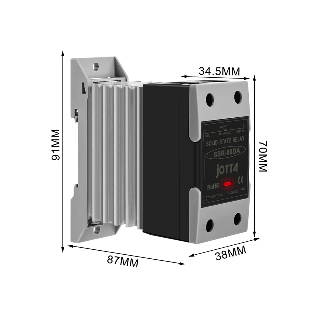 Din Rail Mounted SSR Single Phase Solid State Relay With Heat Sink SSR 10DA 25DA 40DA 60DA 80DA 100DA 120DA