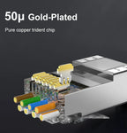 CAT7 Shielded 10Gbps STP RJ45 Modular Plug Connector with Load Bar, 50μ Gold-plated Support 23-26AWG