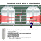 12-28Vdc 2 Side 4 Infrared Detector Outdoor Waterproof Wire Curtain PIR Movement Motion Sensor Anti Block Max 24m NC/NO Signal