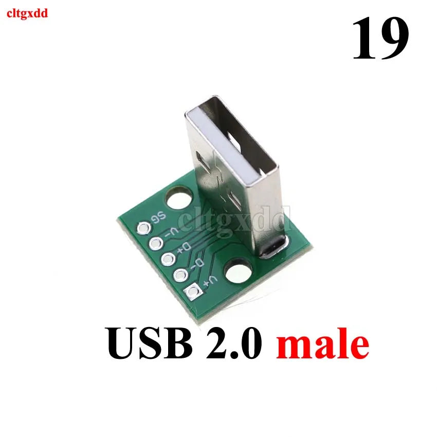 1pcs Micro Mini USB Type C USB 2.0 3.0 Male Female PCB Connector 90 Degree Data Charging Cable Jack Test Board with Pin Header