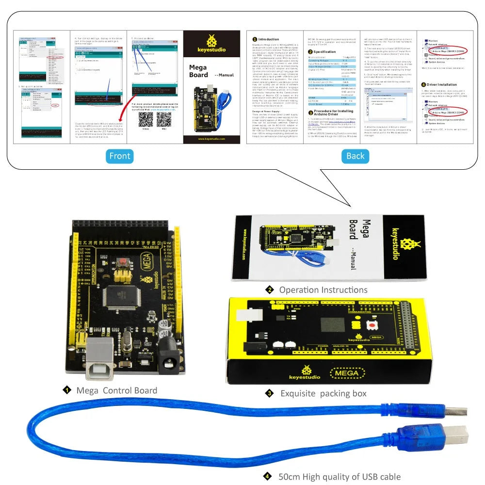Keyestudio  2560MEGA  WiFi /Plus/ Pro / Development Board+USB Cable Compatible for Arduino MEGA2560  R3 Microcontroller Boards
