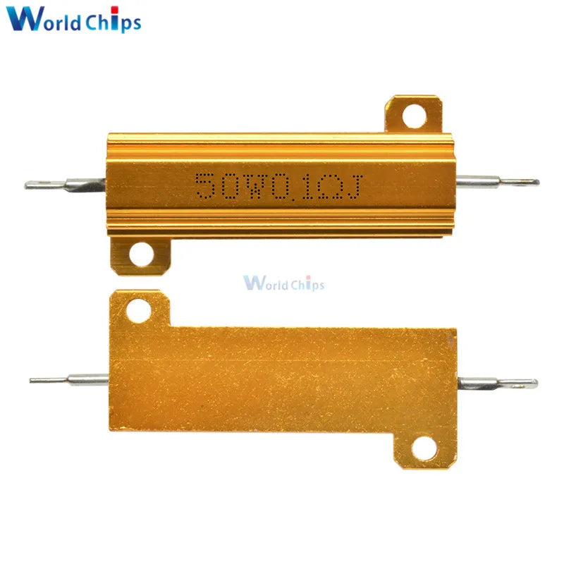 50W 100W 0.5R 1R 2R 4R 6R 8R 10R 20R Aluminum Power Metal Shell Case Wirewound Resistor 0.01 ~ 100K 0.5 1 2 4 6 8 10 20 100 ohm