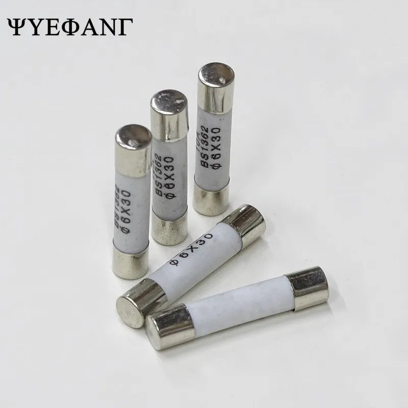 10PCS 6x30mm Ceramic Fuse Tube Fuse 500V 0.5A 1A 2A 3A 4A 5A 6A 8A 10A 12A 15A 20A 25A 30A Fast Fusing 6*30mm