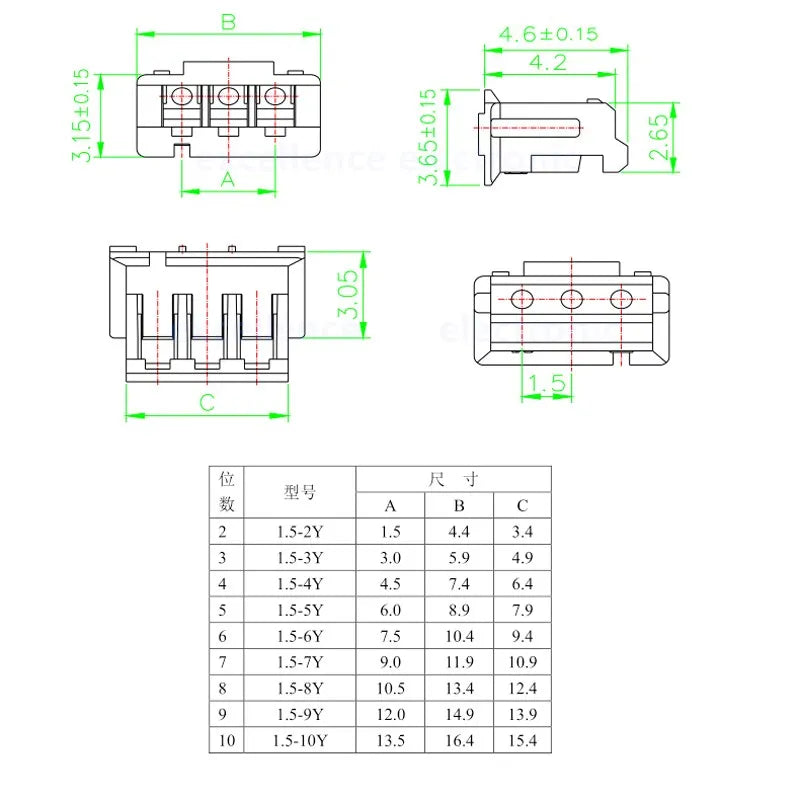 5PCS ZH 1.5mm Electronic Wire  Double Head 10CM/15CM/20CM Cable 28AWG Double Head Same side / Reverse side Connector