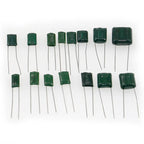 150pcs/Box 15 Values Mylar Polyester Film Capacitor Assortment Kit 0.22NF to 470NF / 100V with Plastic Case DIY