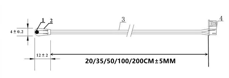 1PCS NTC Thermistor Temperature Sensor B3950 10K 1% Air Probe Air Conditioning Probe 20/35/50CM 1/2M