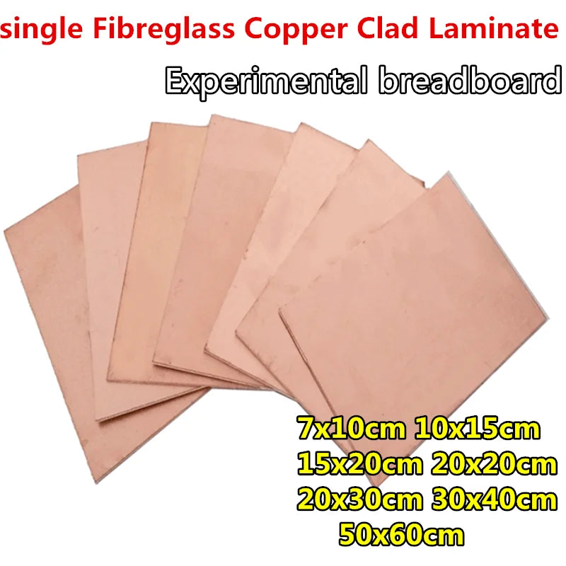 1pcs single Fibreglass Copper Clad Laminate Experimental breadboard 7x10 10x15 15x20 20x20 20x30 30x40 50x60cm PCB