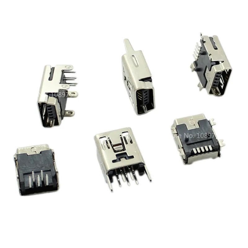 10/50Pcs Mini USB SMT SMD DIP 5 Pin Female Mini Type B Socket Connector Plug Straight DIP Jack Tail Connector Plug-in MINI USB