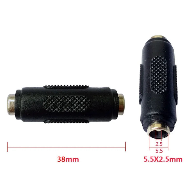 DC Conversion Head Jack Double Male to Male 5.5*2.5MM / 5.5X2.5mm Female to Female Panel Mounting Adapter Connector Plug