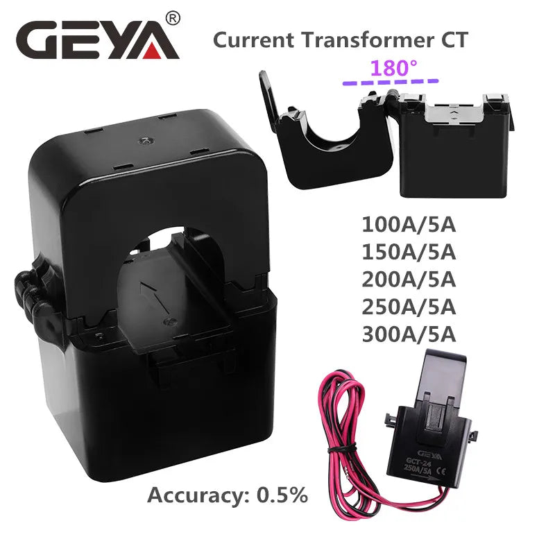 GEYA GCT-24 Open-Close Current Transformer AC Current Sensor Split Core Current Transformer 100A-300A CT