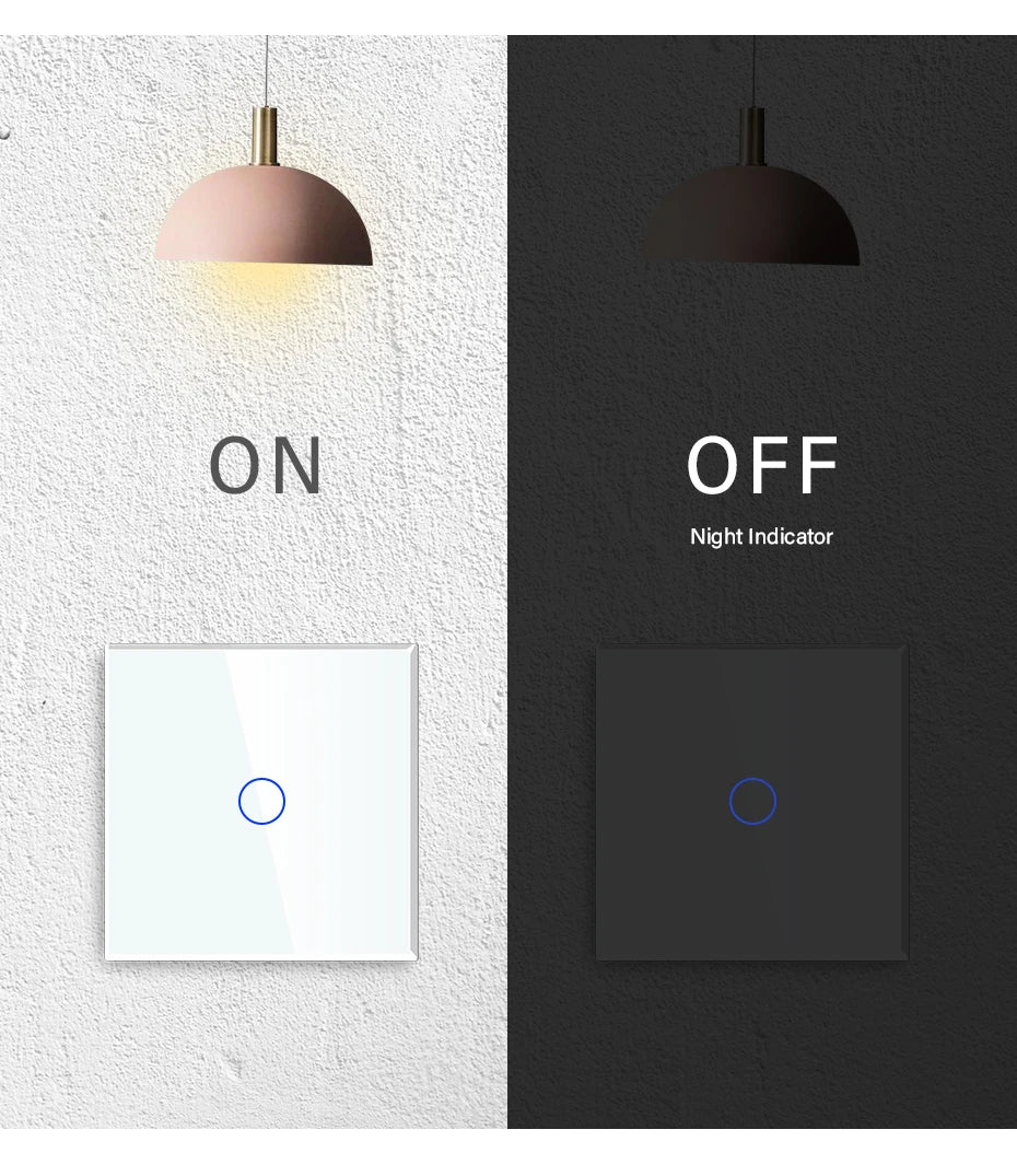 BSEED EU Standard 1/2/3Gang 2Way Wall Touch Switch Light Sensor Switches Wall Socket USB Type-C Crystal Glass Panel 240V Black