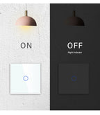 BSEED EU Standard 1/2/3Gang 2Way Wall Touch Switch Light Sensor Switches Wall Socket USB Type-C Crystal Glass Panel 240V Black