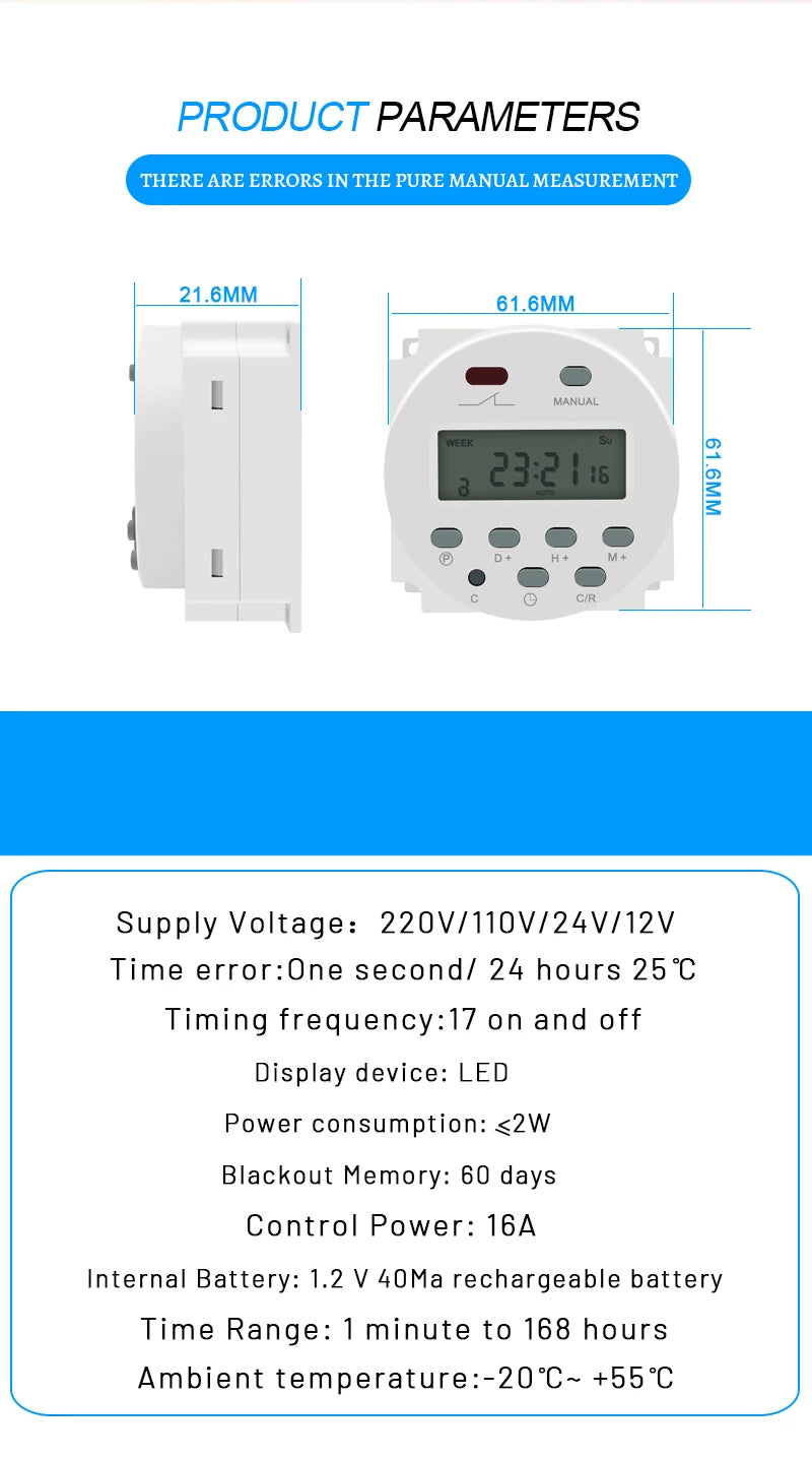 CN101A LCD Time Switch 12V 24V 110V 220V Time Relay Street Lamp Lillboard Power Supply Timer