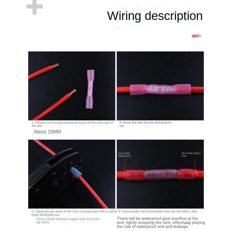 20/50pcs Wire Connection Pipe Terminal Heat Shrink Butt Crimp Terminals Waterproof Insulated Seal Wire Connectors Heat Shrinkab