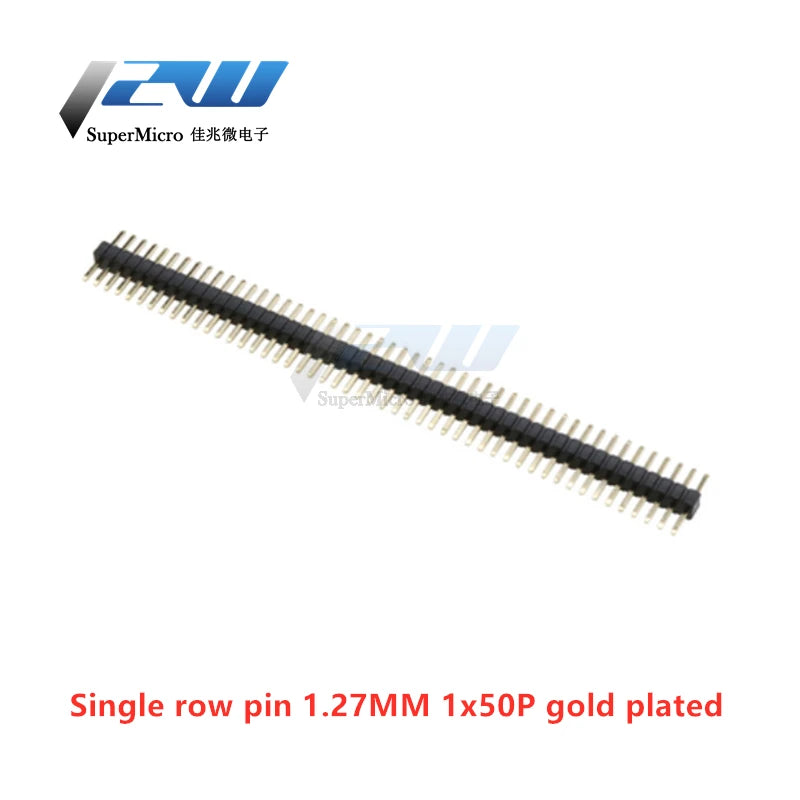 Free shipping (5pcs/lot) Pitch 1.27MM Pin Header Female Single and Double Row 1*40P 50P 2*40P50P Straight/Curved Pin Gold Plated