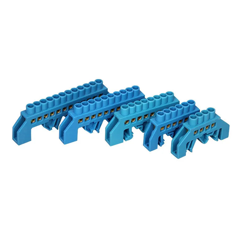 4P/6P/8P/10P/12P Copper Bridge Type Rail Terminal Blue Zero Line Screws Row Connection Electrical Terminal Block Strip