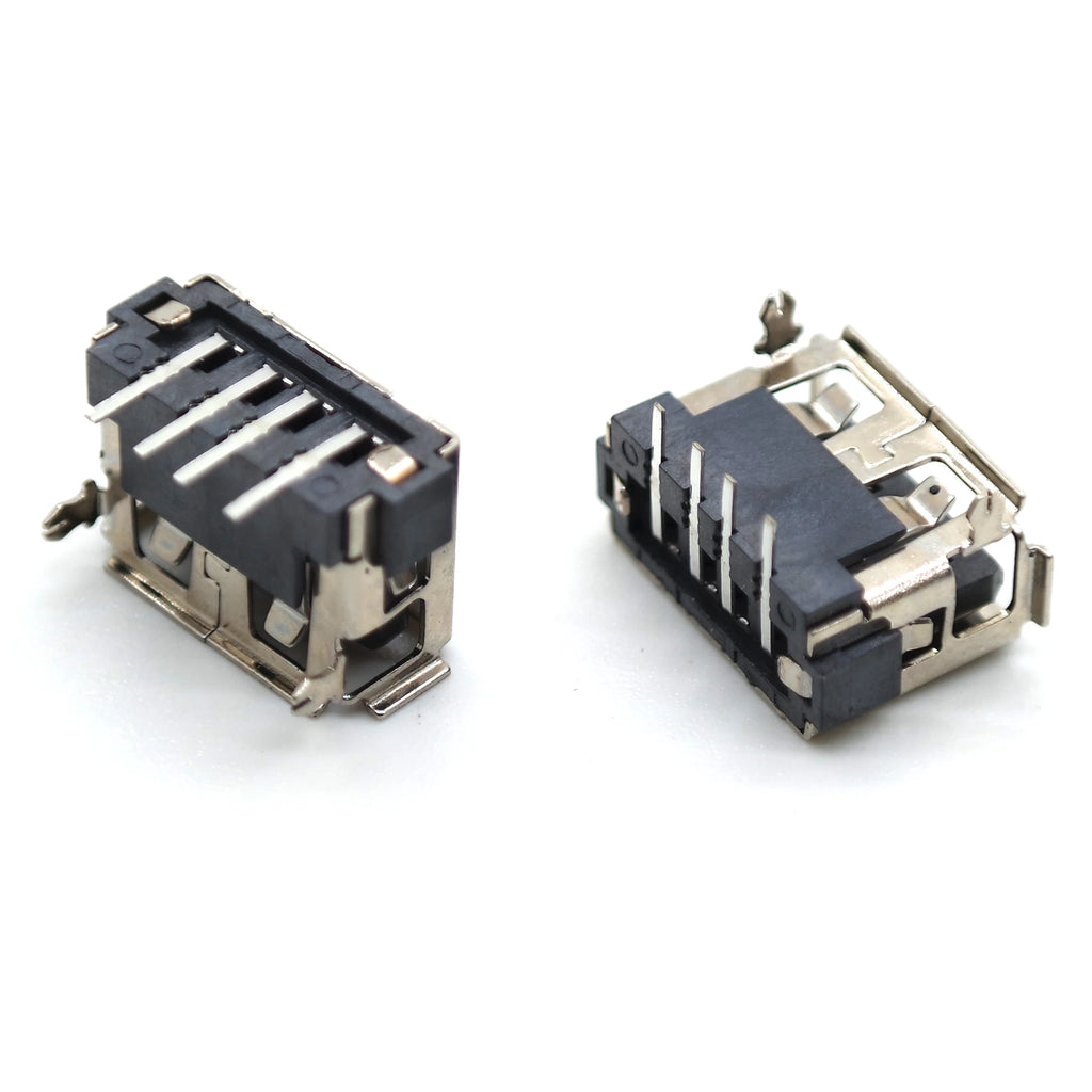 10pcs USB Female Connector AF10 Straight Pin Front 2 Pin A Type USB 90° Horizontal 4P Plug-in 6.3h Socket